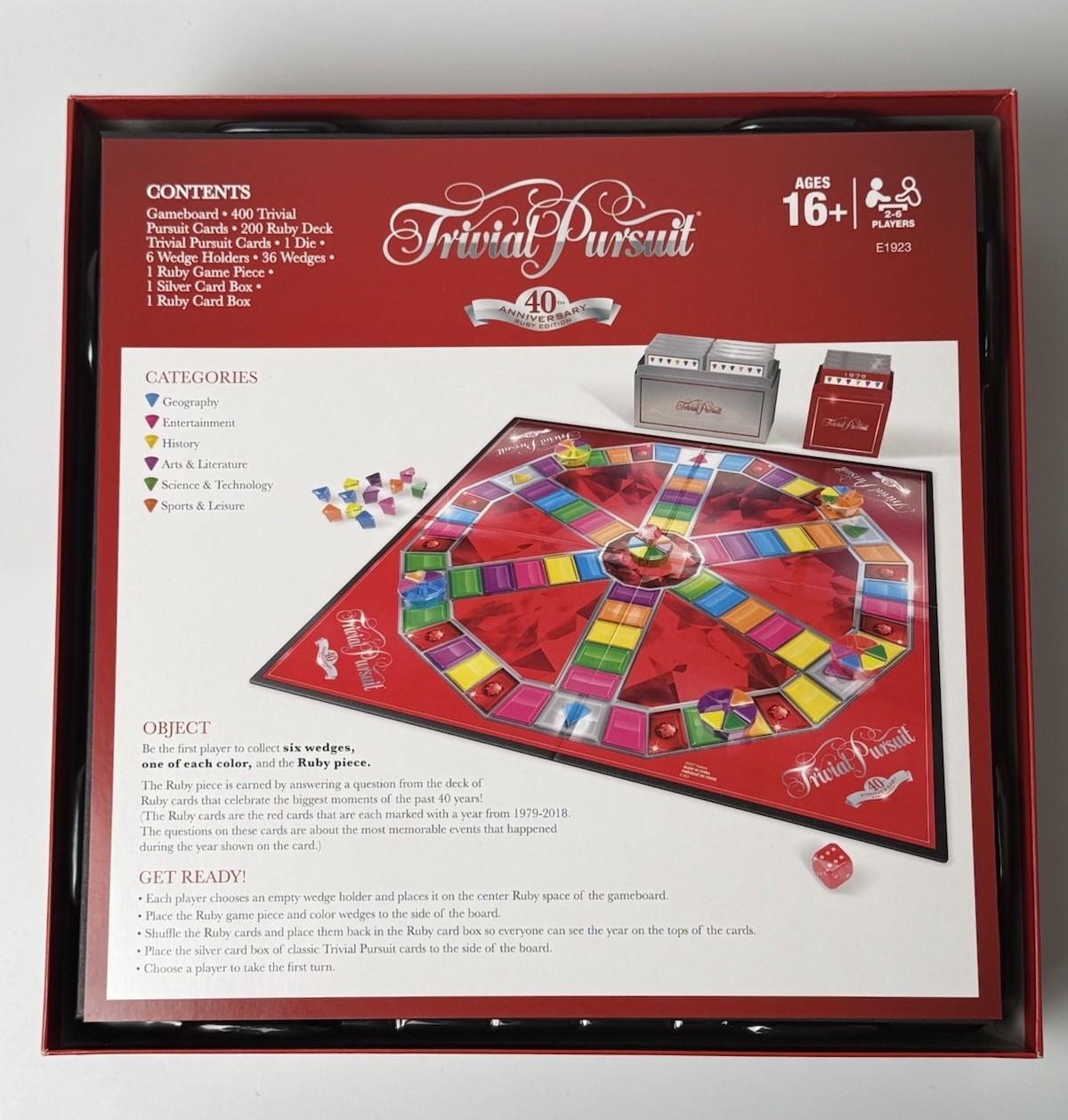 Hasbro Trivial Pursuit 40th Anniversary Ruby Edition Game Board