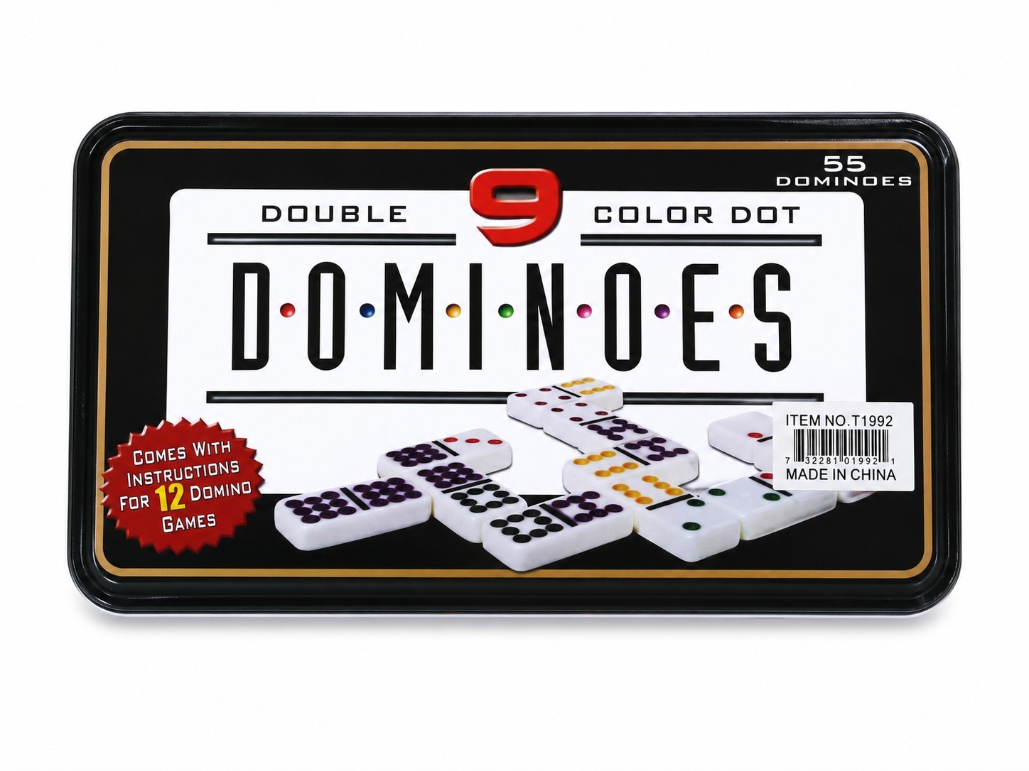 Double Nine 9 Doble Nueve Dominoes Traditional Board Game Color Dots New.