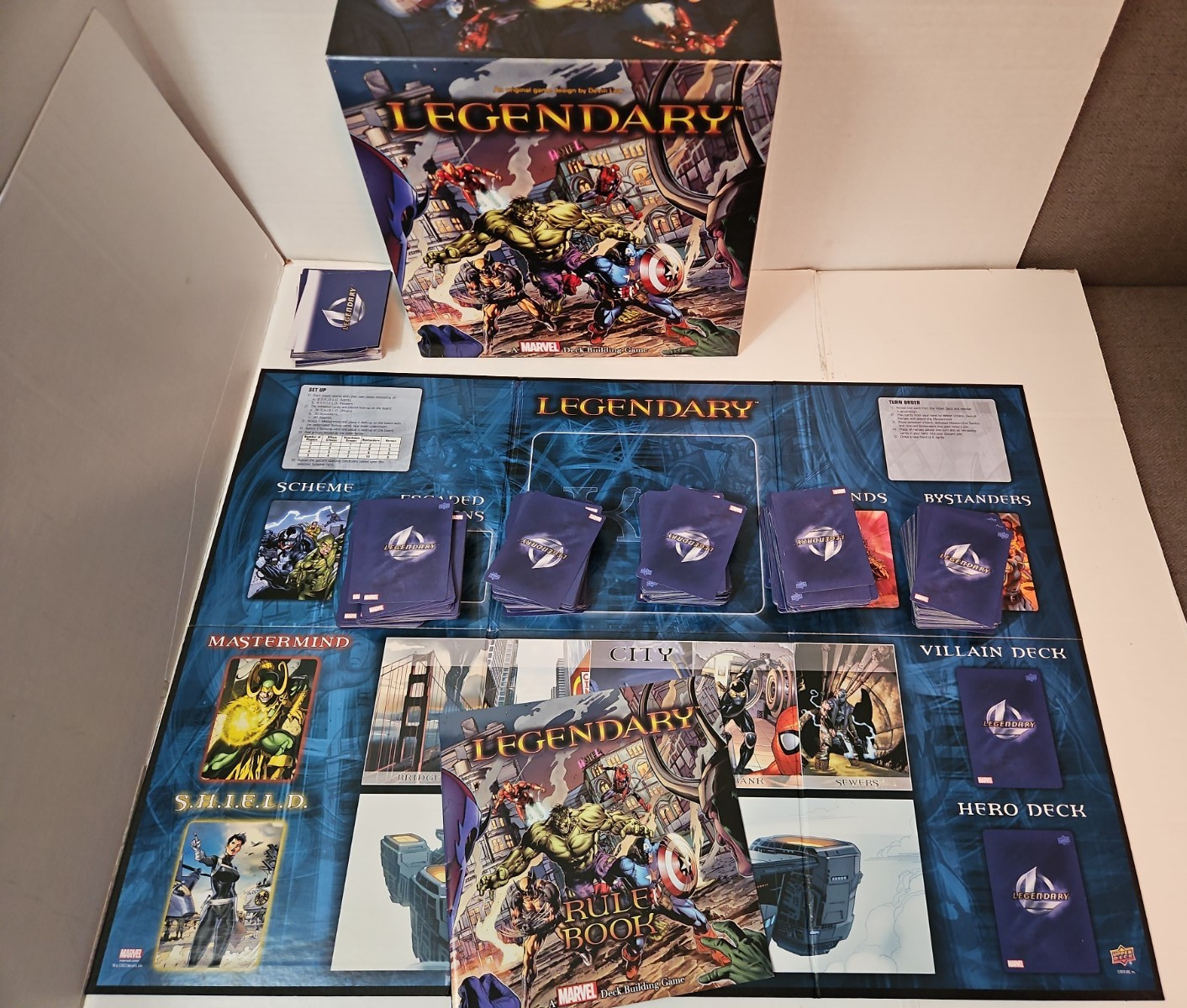 Legendary: A Marvel Deck Building Game base game with 500 cards used Original V