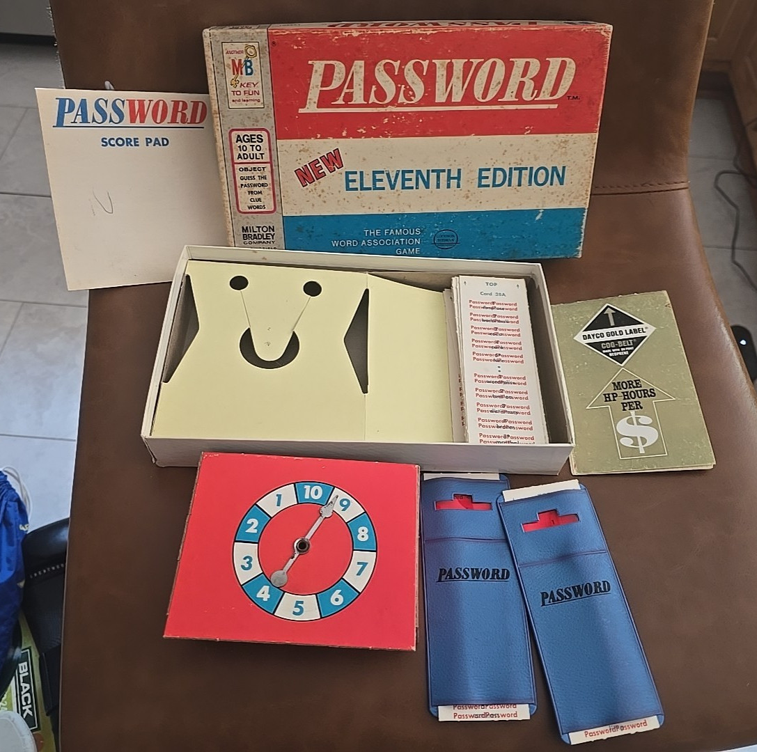 Vintage 1970 Milton Bradley Password Game Eleventh Edition Game #4260 – Complete