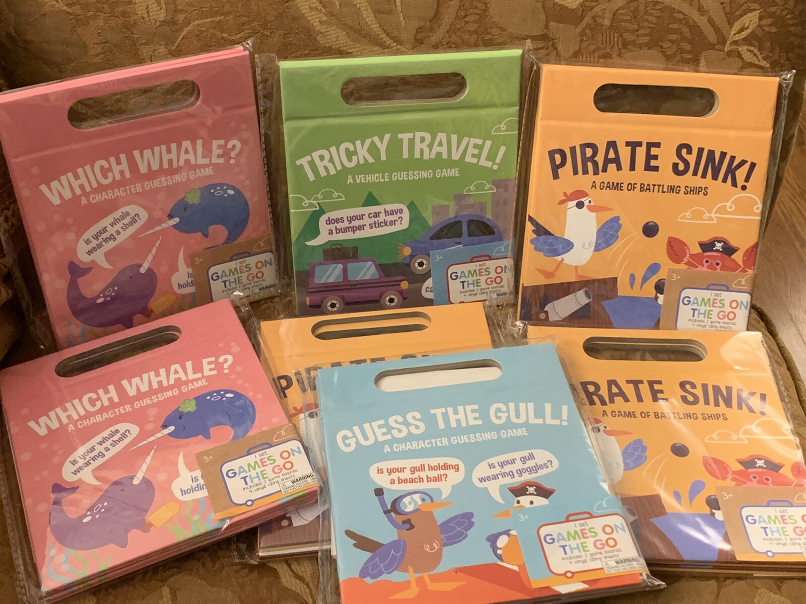 Games On The Go Pirate Sink, Which Wale, Guess The Gull & Tricky Travel Lot of 7