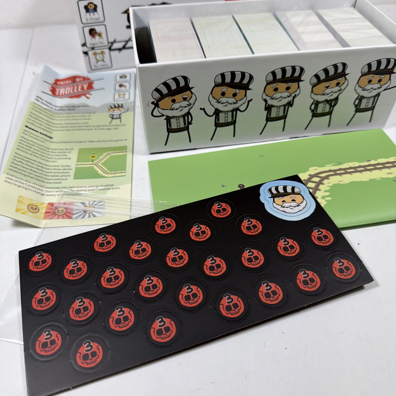Trial by Trolley Party Game Adult Card Game Moral Dilemmas and Murder Open Box