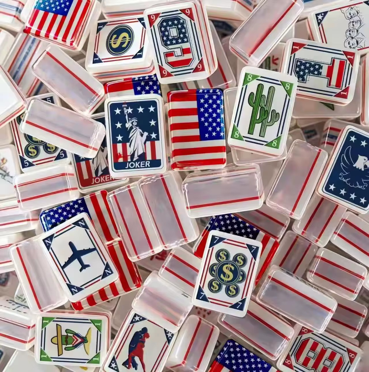 Premium American Mahjong Set 160pcs – American Story TILES + MAT