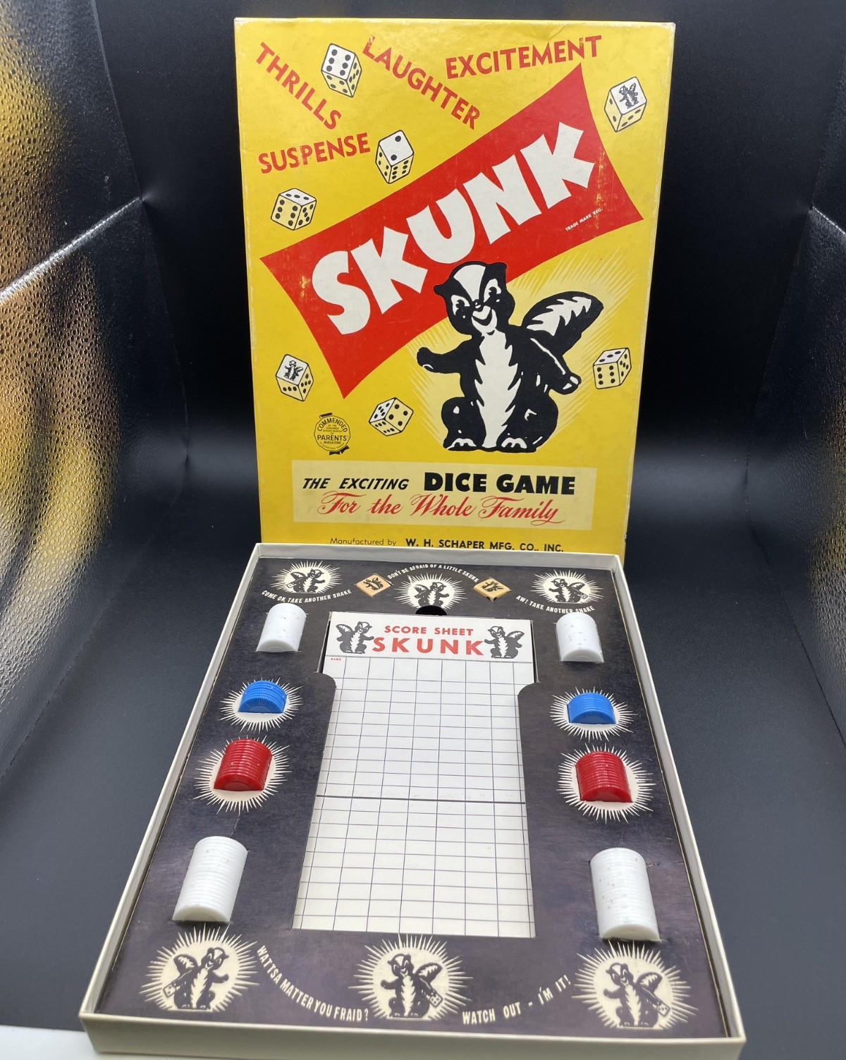 Vintage 1953 “Skunk” Dice Game by WH Schaper Manufacturing – New Old Stock!