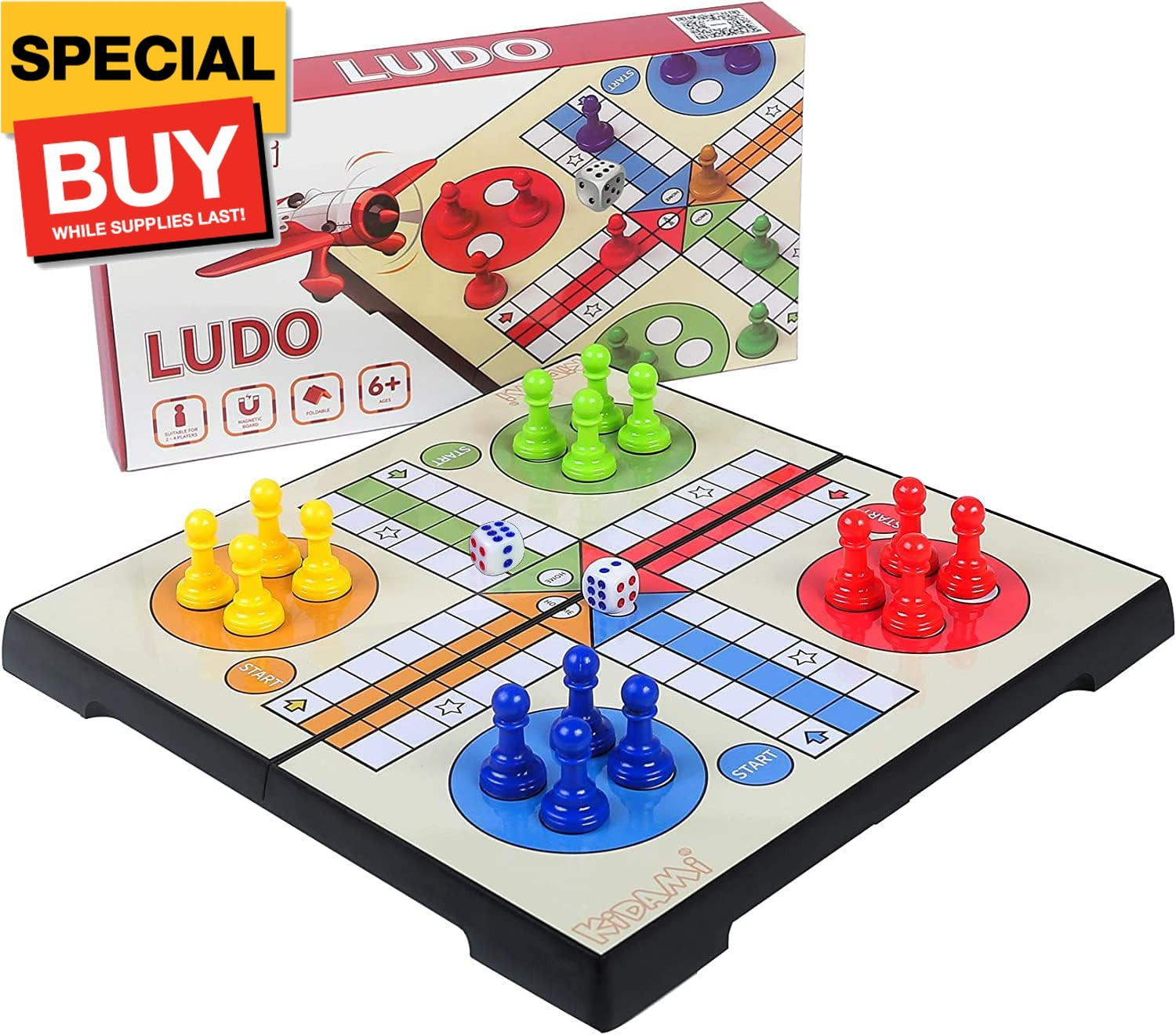 Ludo Magnetic Board Game Set, Folding and Light-Weight for Carrying, Gift for Al