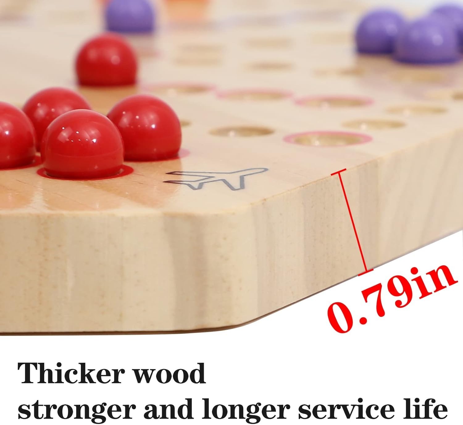 Wooden Fast Track Board Game 15 Inch Double-Sided 4-6 Players 30 Marbles Dice 6P