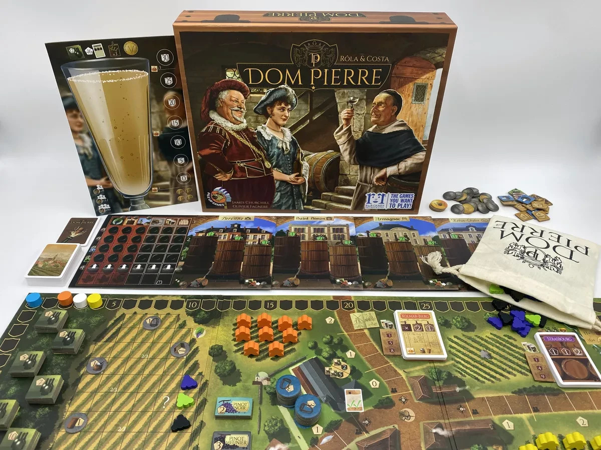 obo Dom Pierre .. Euro Worker Placement Champagne Production Board Game DENT