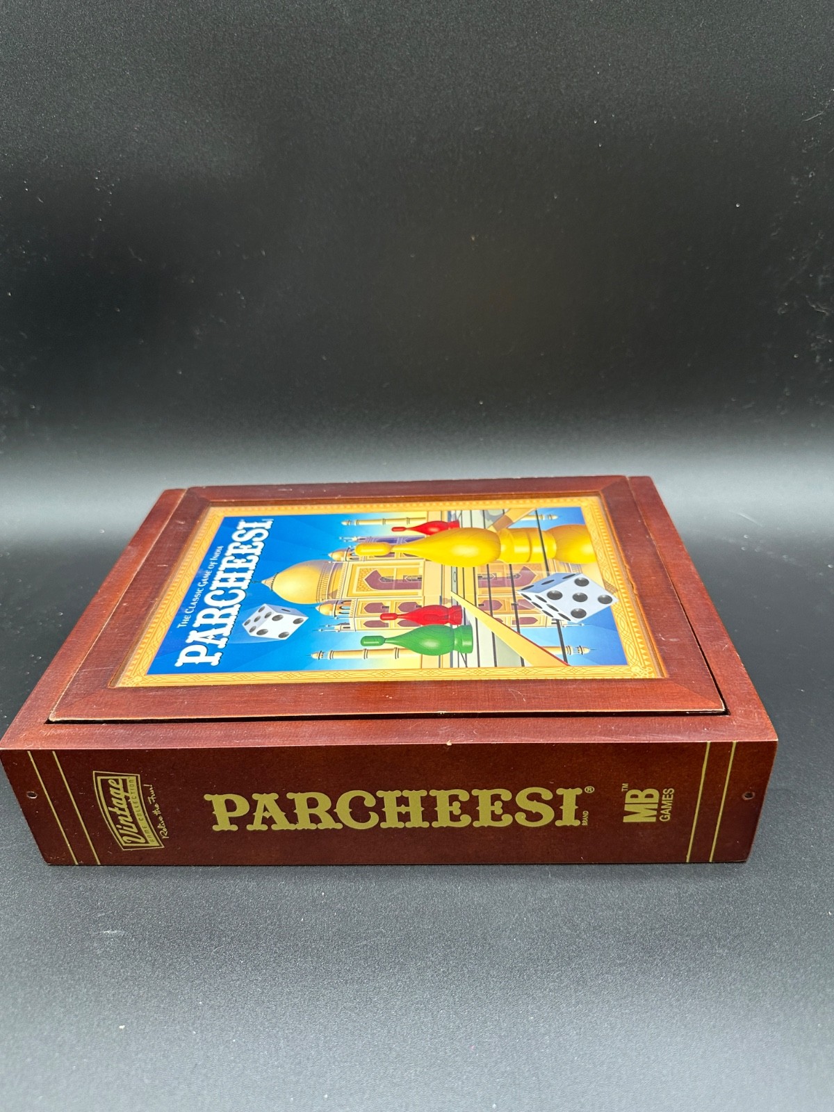Bookshelf Edition in Wood Box of Board Game Parcheesi 2011 COMPLETE
