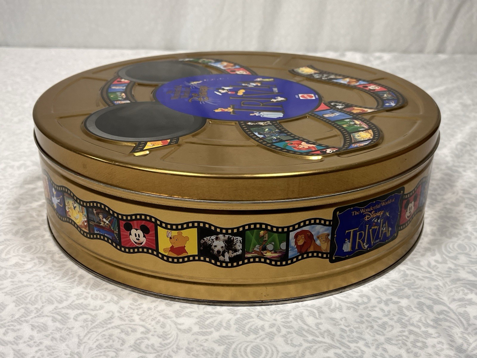 Wonderful World of Disney Trivia Game COMPLETE Gold Tin Mattel Vintage
