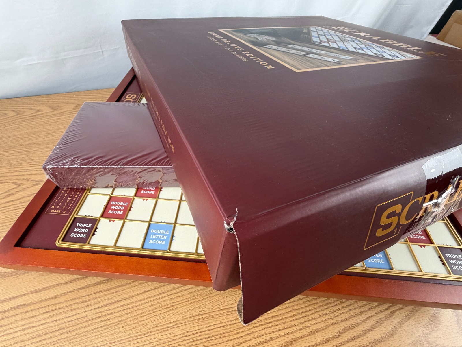 Scrabble Giant Deluxe Wooden Edition Turntable Board Game Open Box Item
