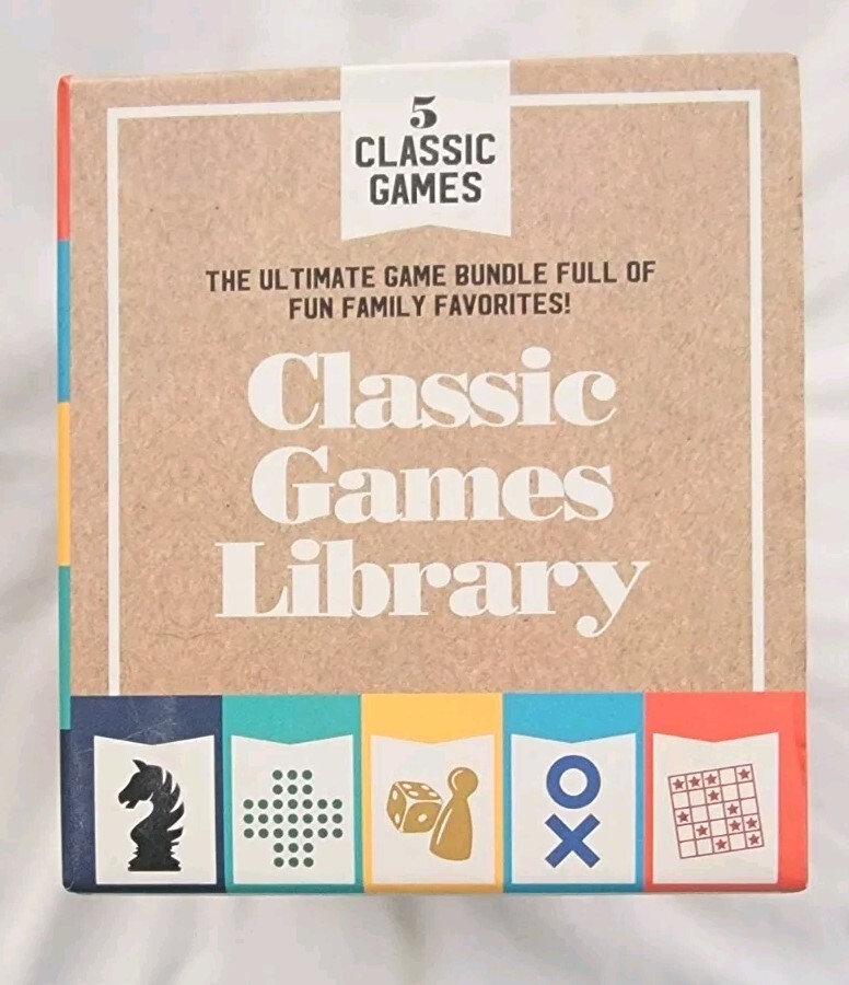 CLASSIC GAMES LIBRARY 5 GAMES Chess Bingo Pachisi Solitaire Tic Tac Set Travel