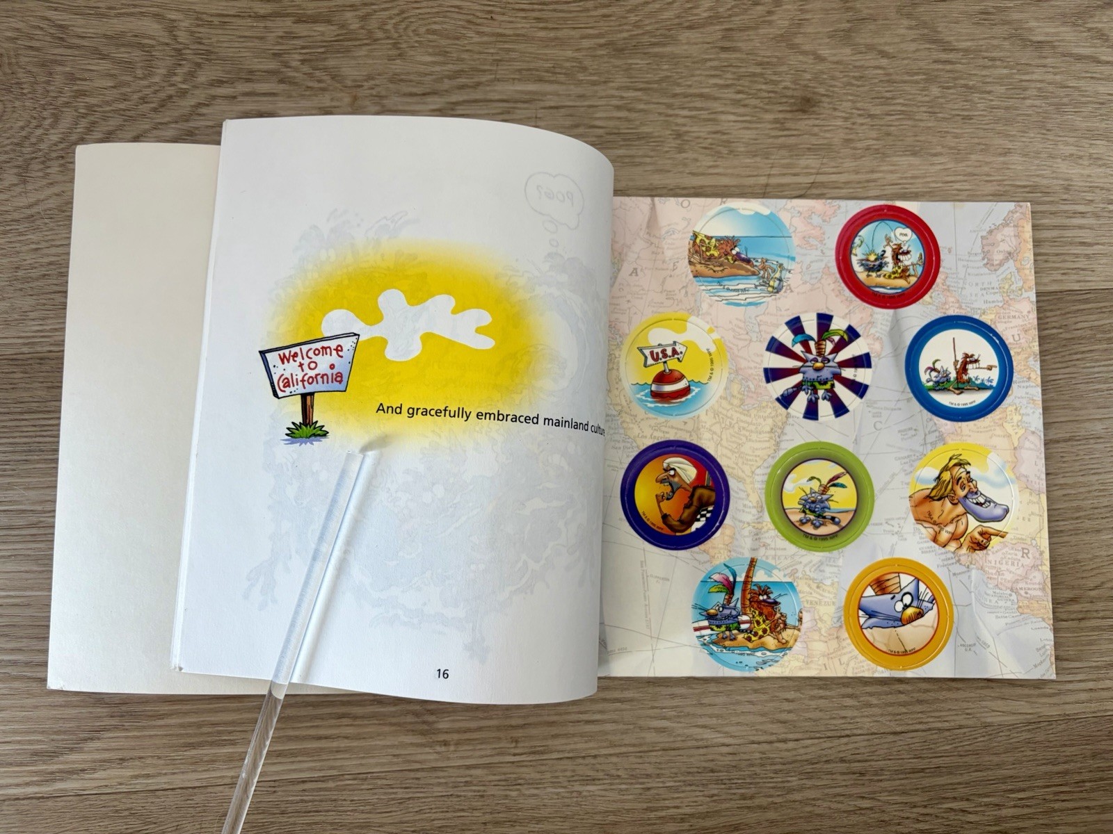 Pogman Discovers America Book and 20 Pogs Unpunched AND IN BOOK PB