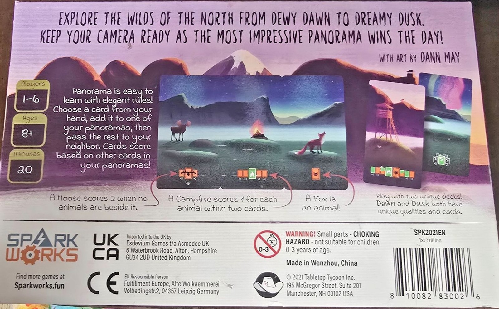 Panorama Spark Works Board Game 1-6 Players Ages 8+ 20 Unique Explorer The Wild