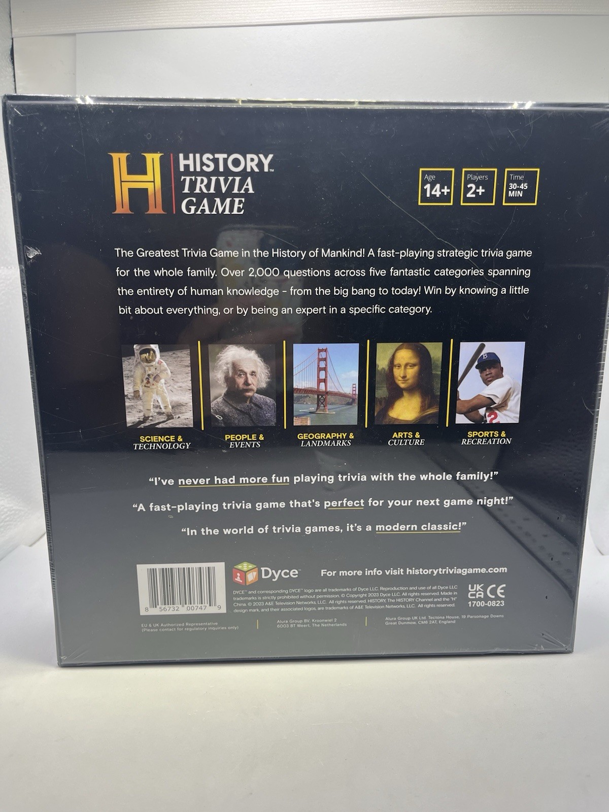 Dyce HISTORY Channel Trivia Game Deluxe Edition, Black