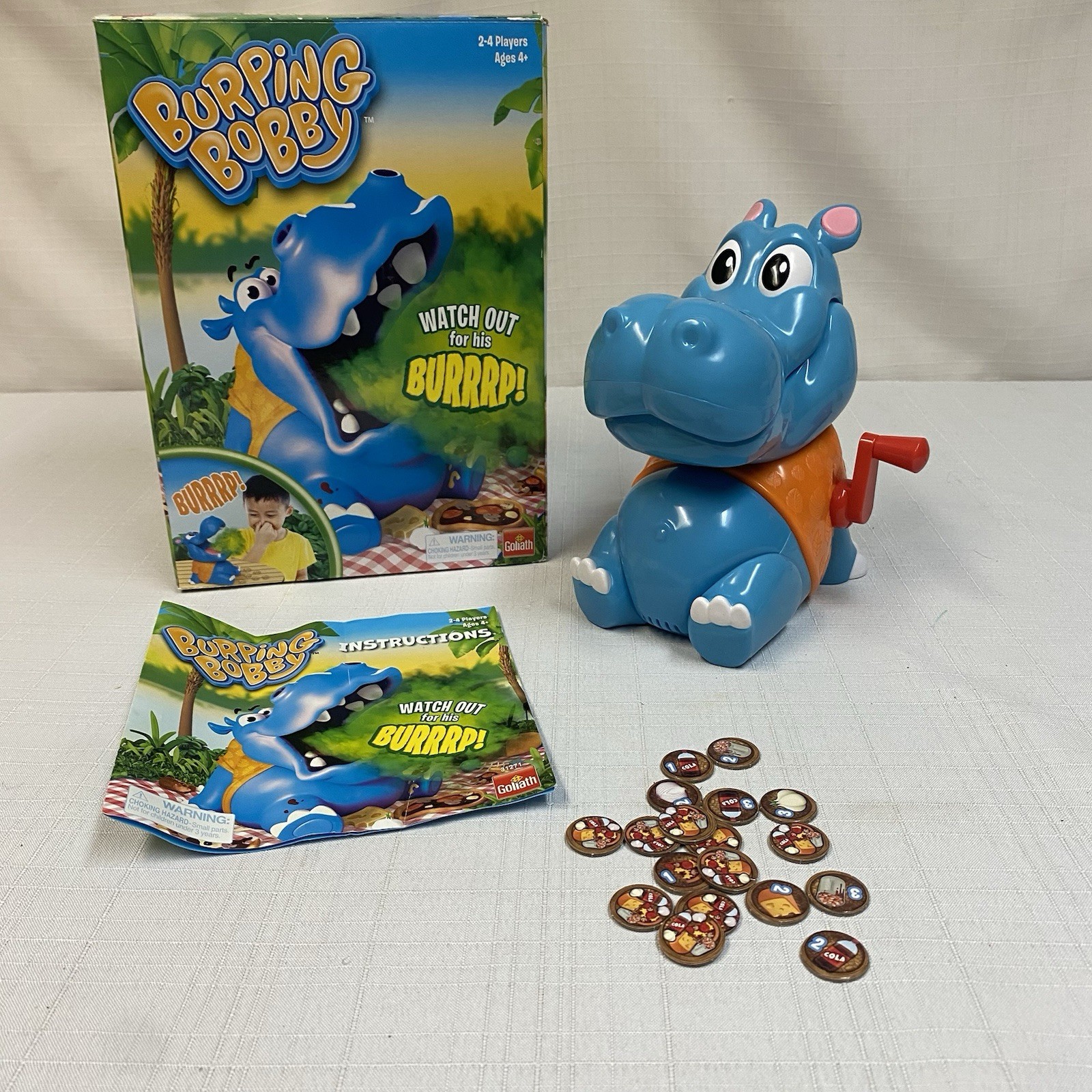 Burping Bobby Hippo Game by Goliath 2-4 Players, Ages 4+ New Batteries READ