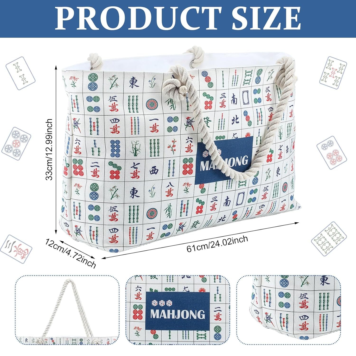 Mahjong Carrying Case Bag for Tiles and Racks 24x13x4.7 Inch American Set