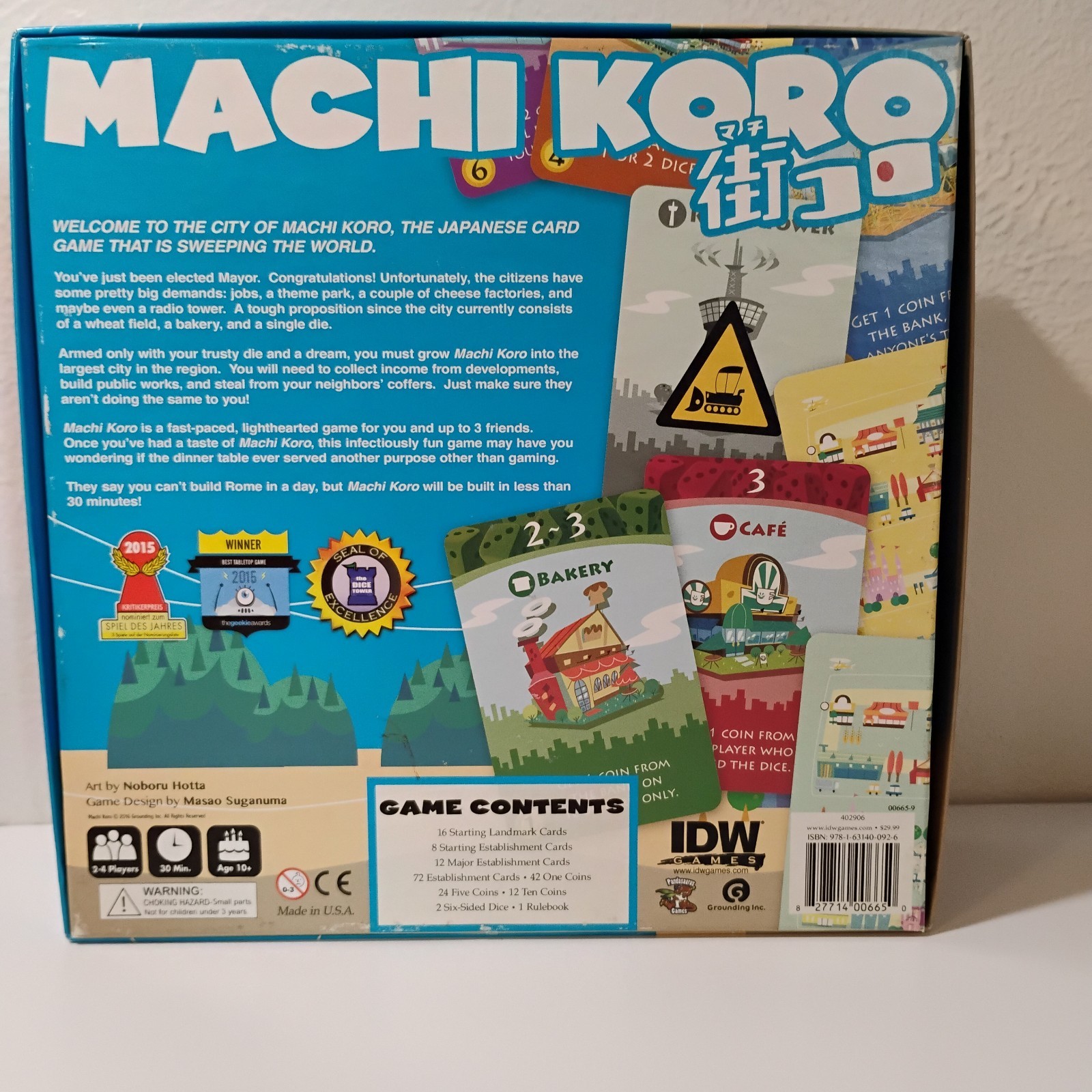 Machi Koro Game IDW Game, 2-4 players, 10+, 30 minutes, Used & Complete