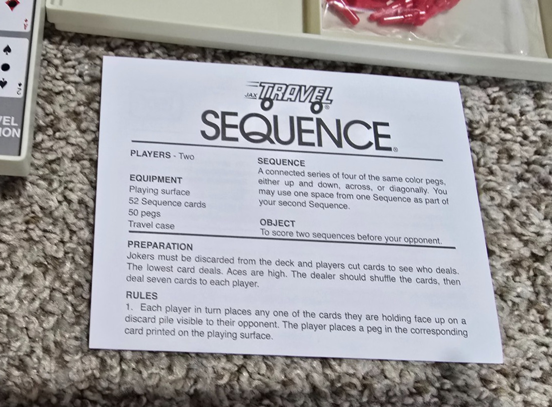 Sequence Strategy Board Game Travel Version – New Unused In Box