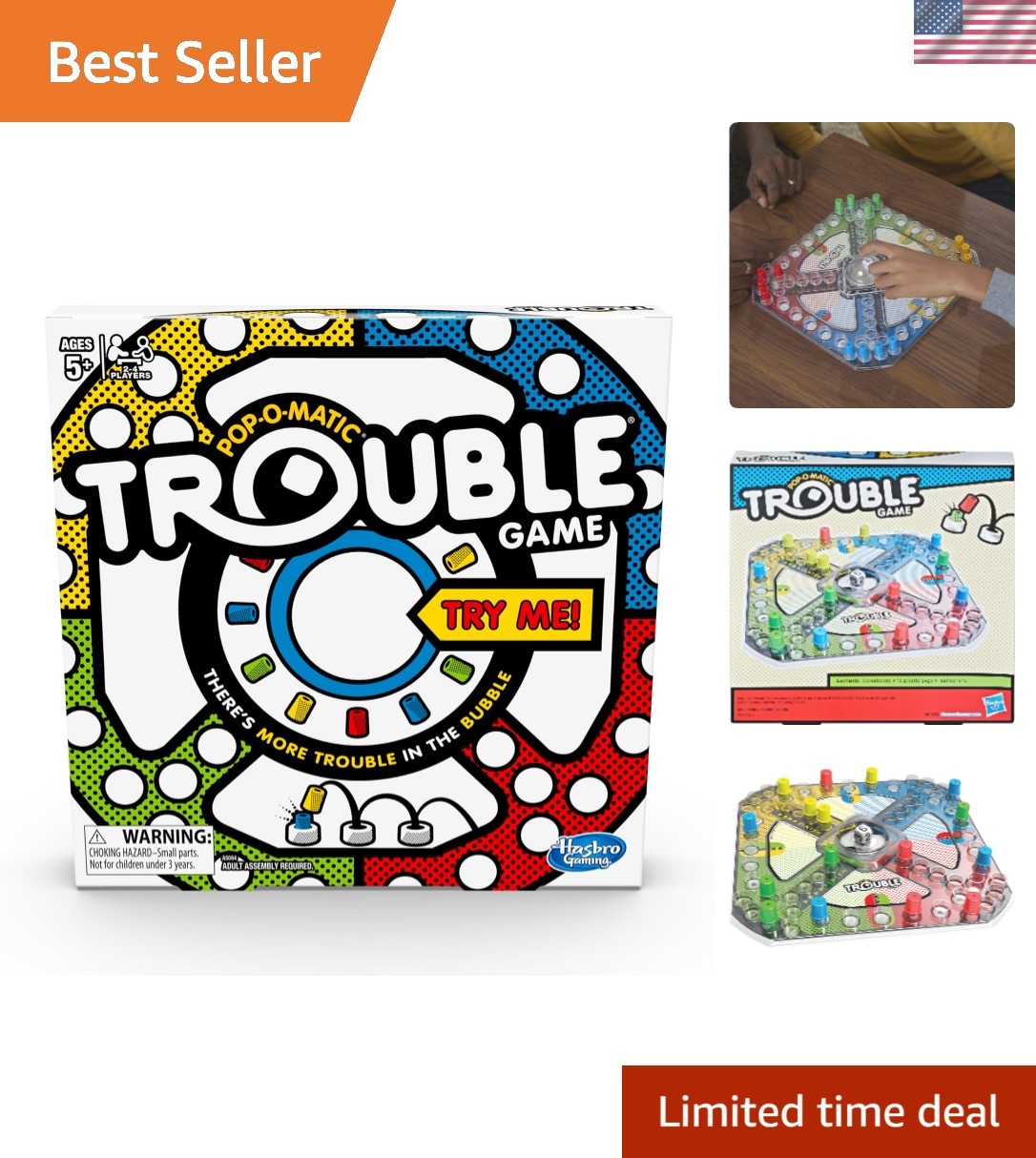 Vibrant Classic Trouble Family Game Tin