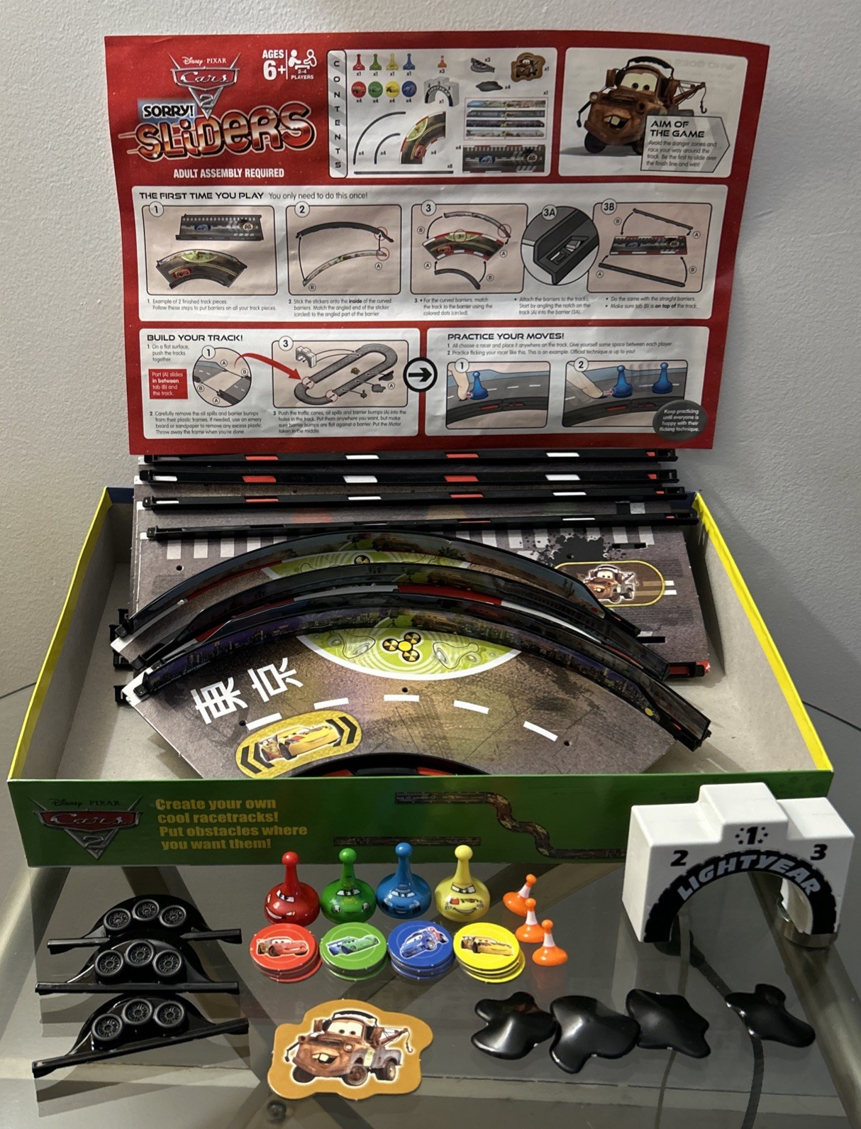 SORRY SLIDERS Disney Pixar CARS 2 Edition Game 2011 Hasbro COMPLETE