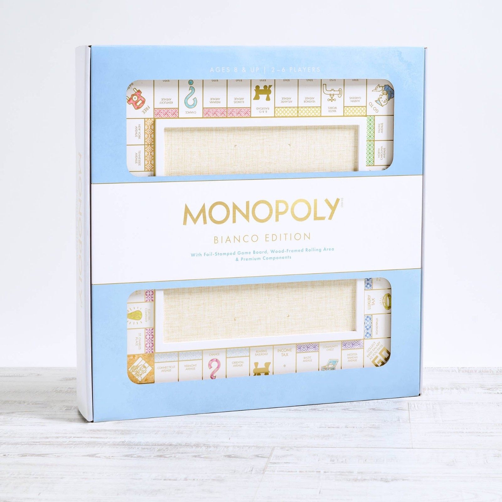WS Game Company Monopoly Bianco Edition with Foil-Stamped Wood Game Board New