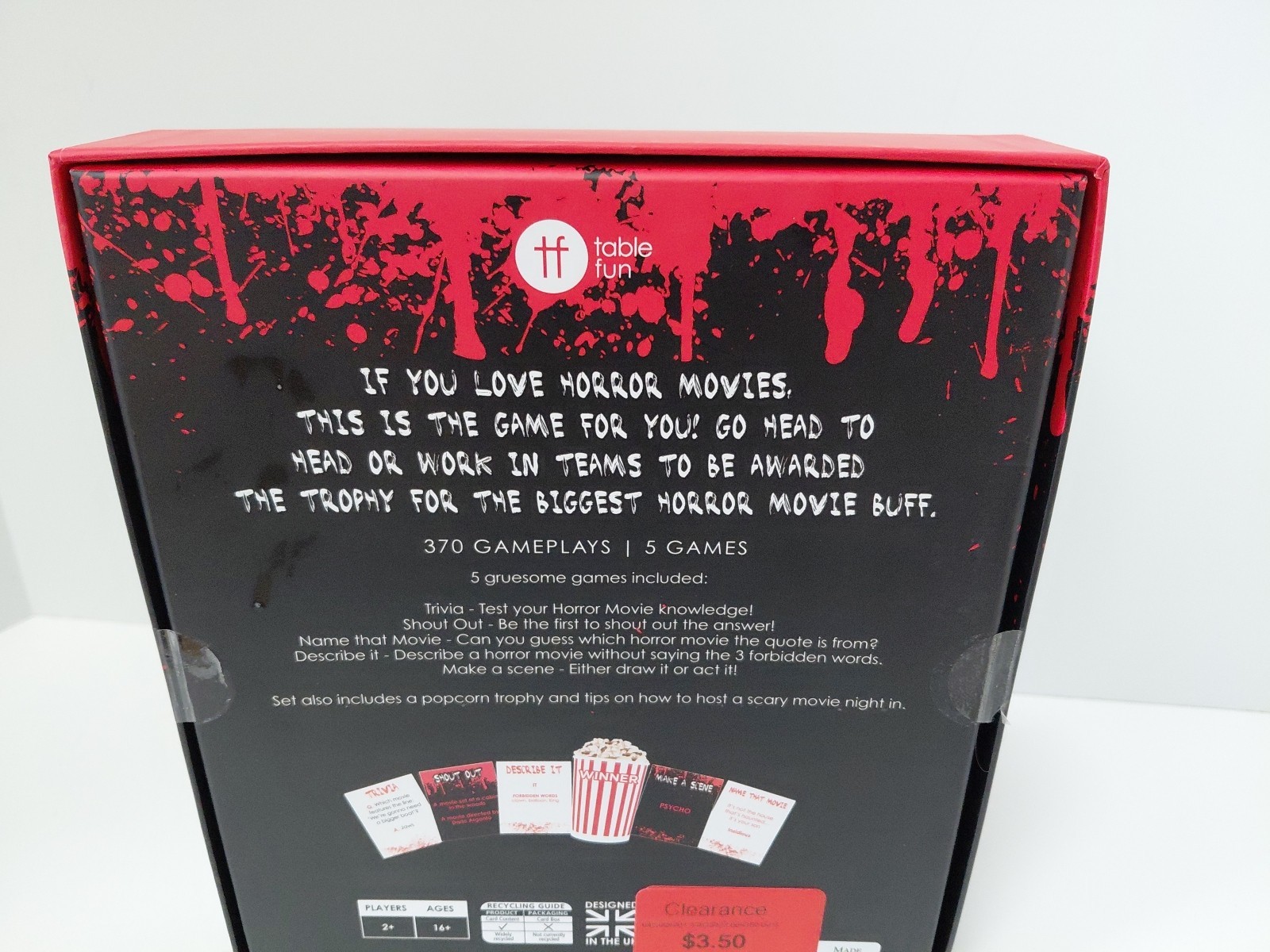 Talking Tables Horror Movie Night In Card Trivia Game Family Board Game 5 Games