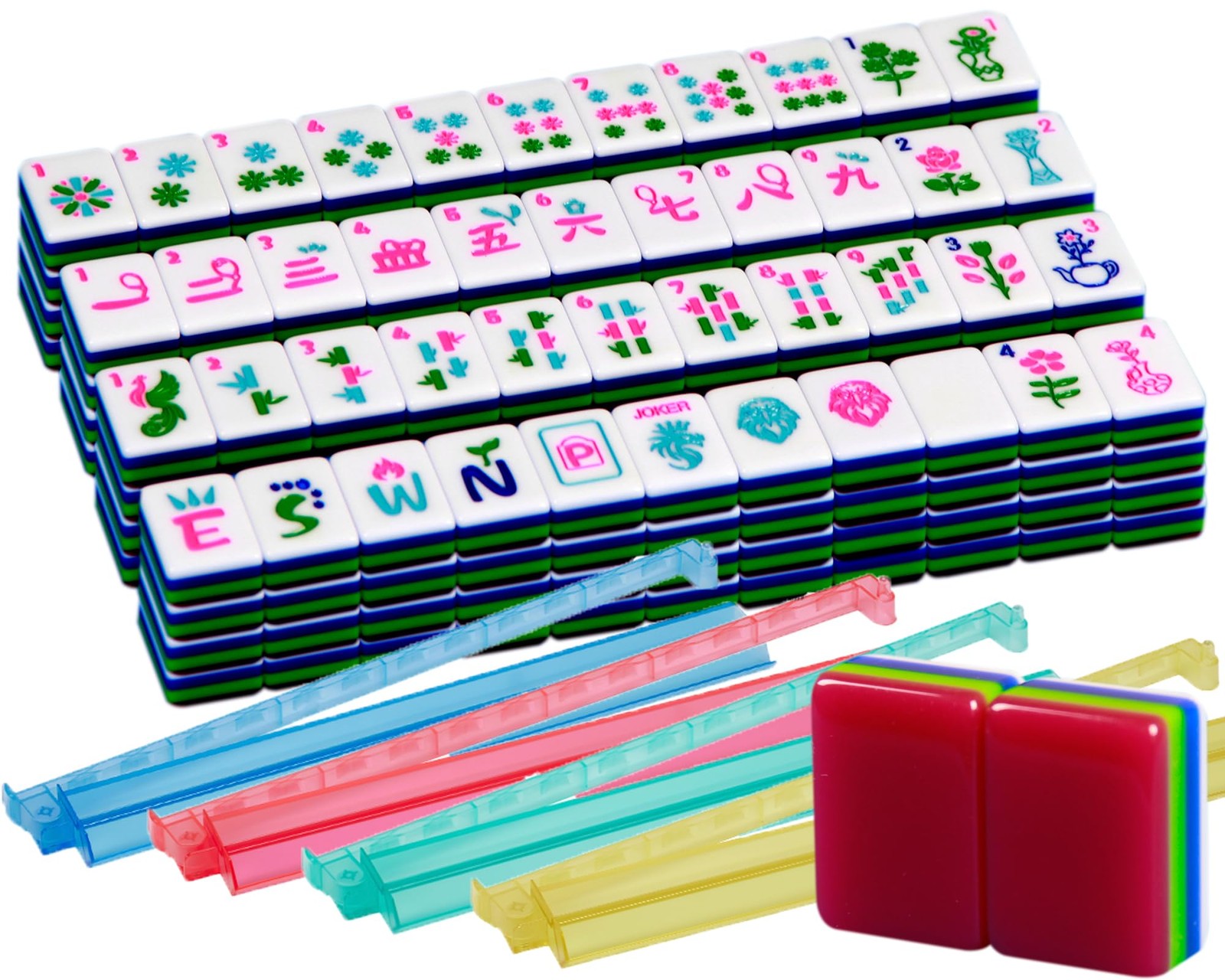 QLKLIKEBF 4-Layer Mahjong Tile Set 1.2-inch Rose Red 166 American Mahjong Til…