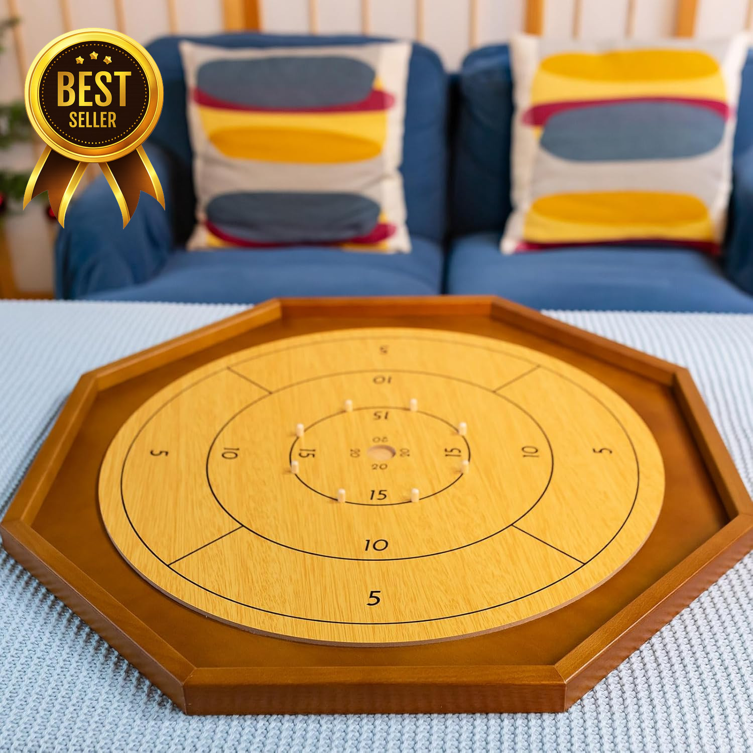 30 Inch Crokinole Board Game Set with Checkers Discs Bag Family Tabletop Game