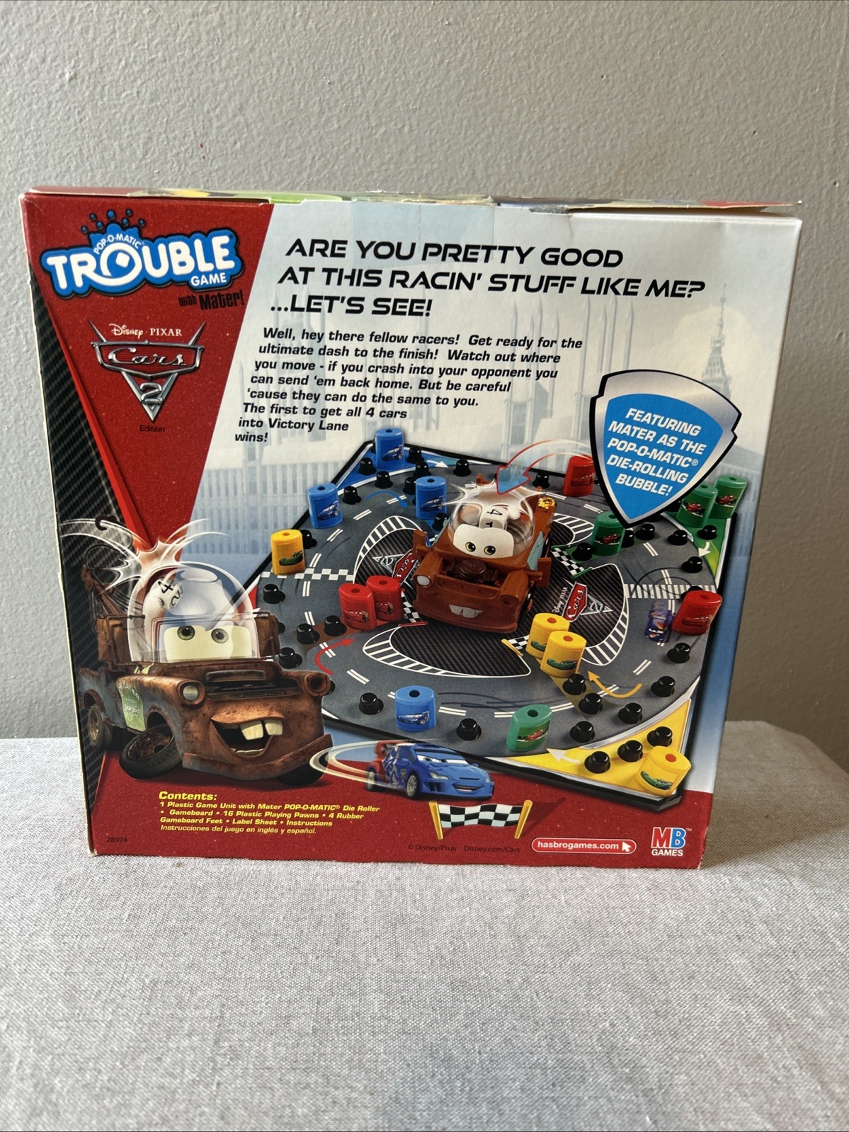 Disney Pixar Cars 2 Pop-O-Matic Trouble Game With Mater New in Box