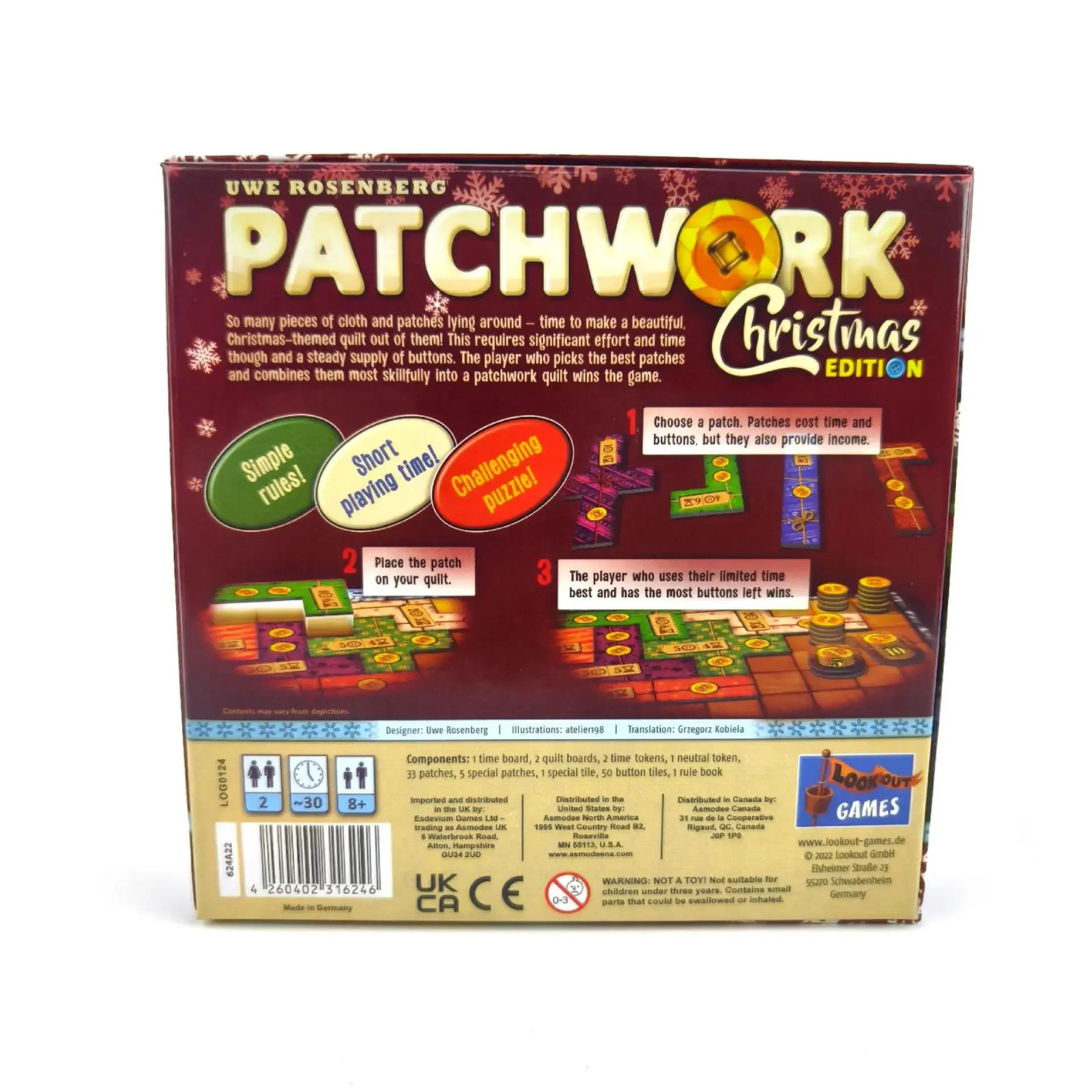 Lookout Games- Patchwork: Christmas Edition Board Game