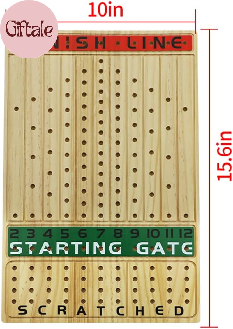 Horse Race Board Game Racing Game Thickened Solid Wood with 11 Luxurious Durable