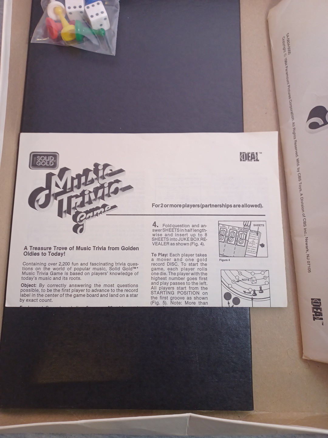 Vtg Solid Gold Music Trivia game 1984 Ideal Board Game, pre-owned