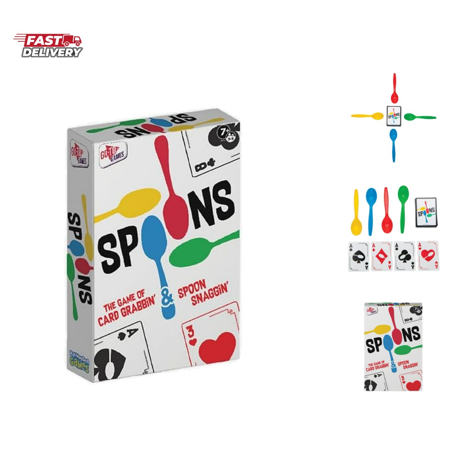 Spoons Games, Card Games for Kids – Deck of Cards, 3-5 Multi-Player Card Game…
