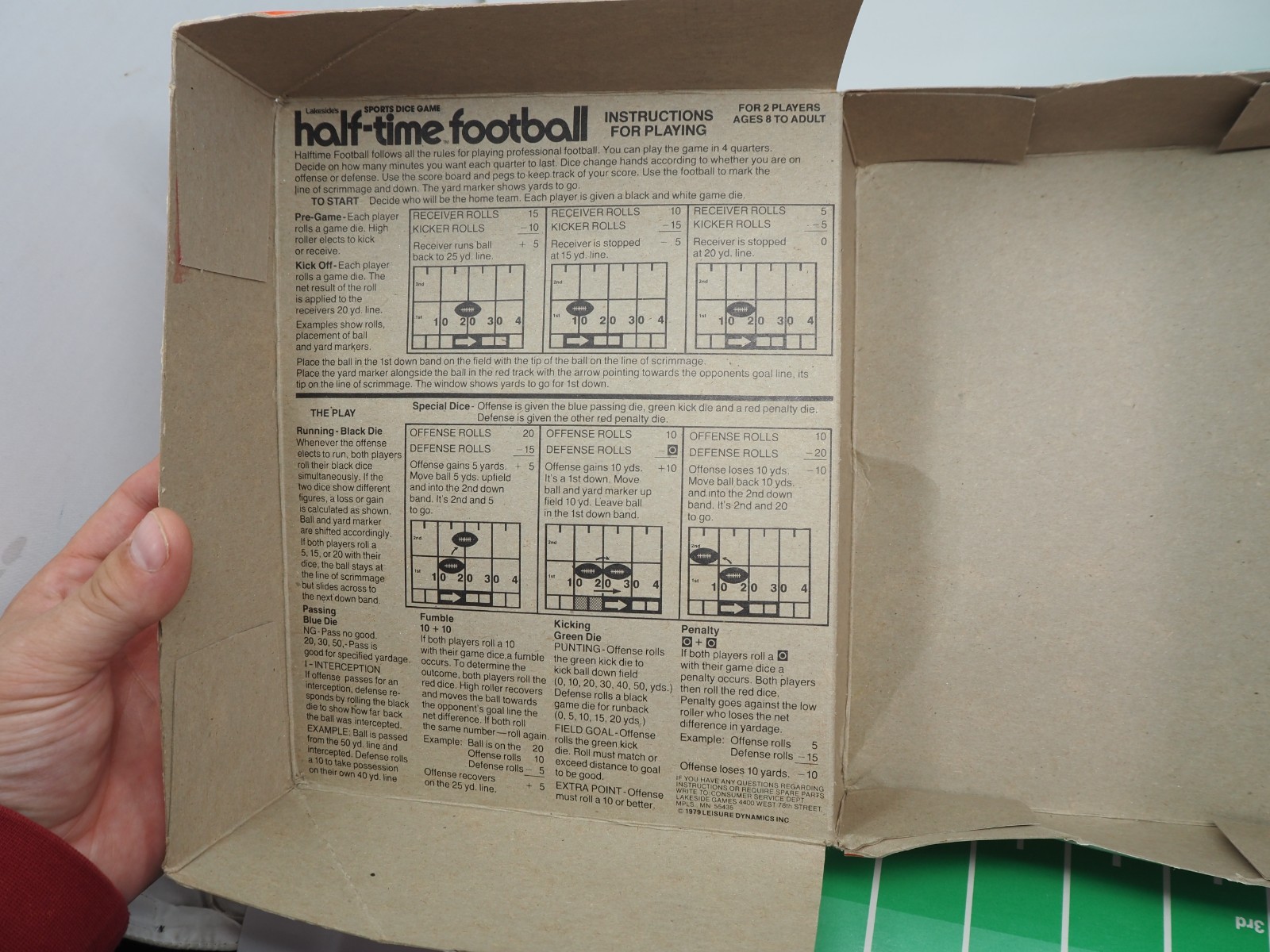 Vintage Half Time Football Dice Game Lakside Complete