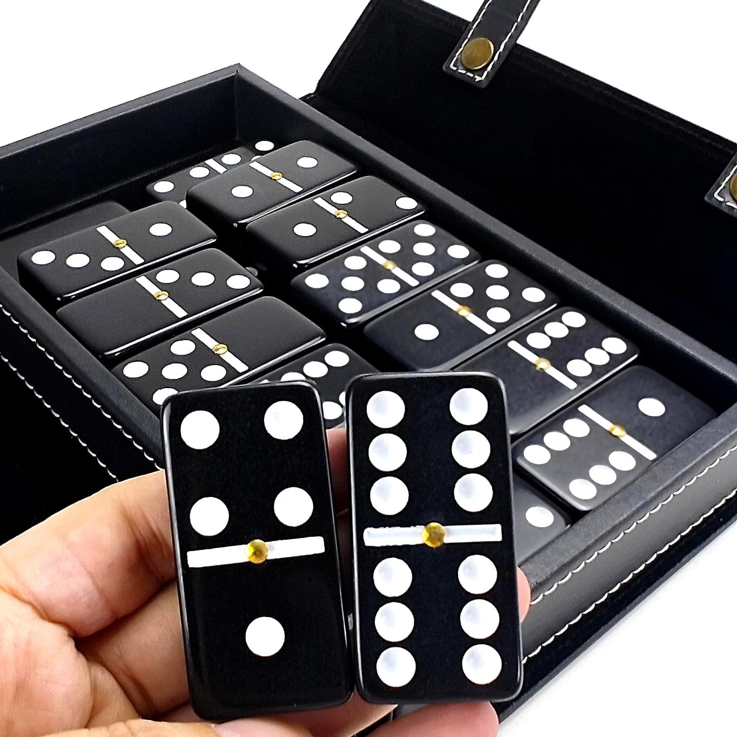 Dominoes Set Double 6 – Classic Black Domino’s Game Set for Adults and Kids I…
