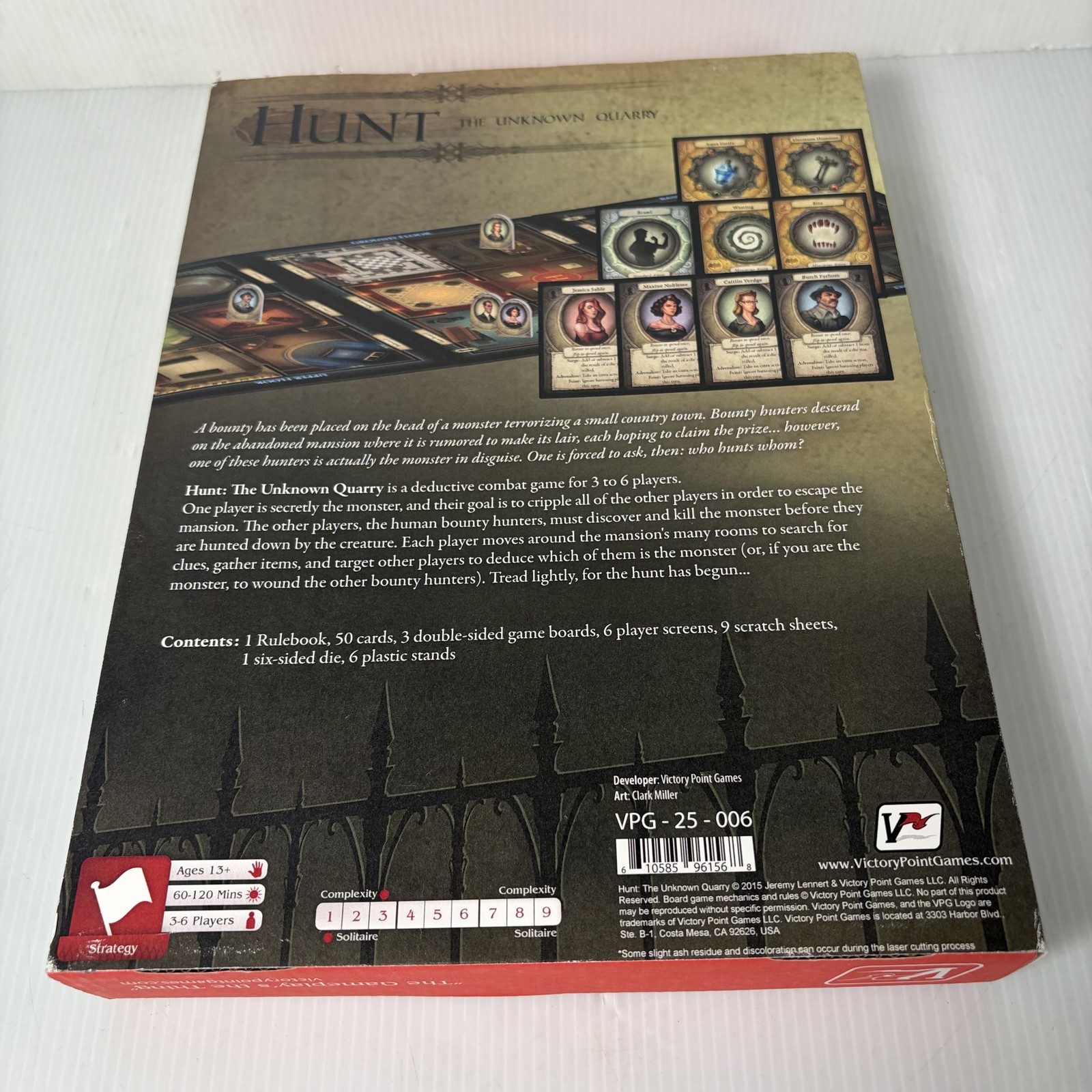 Hunt The Unknown Quarry Board Game Victory Point Games Deduction Combat Mystery