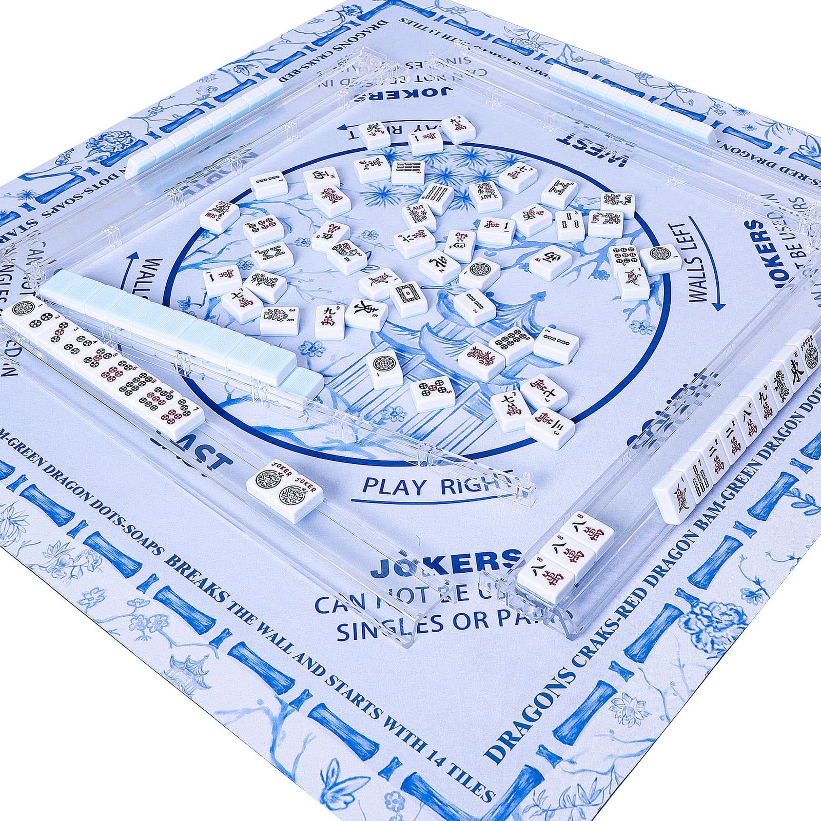 4PCS Clear Mahjong Racks with Pushers for 166 American Mahjong Tiles, Mahjong…