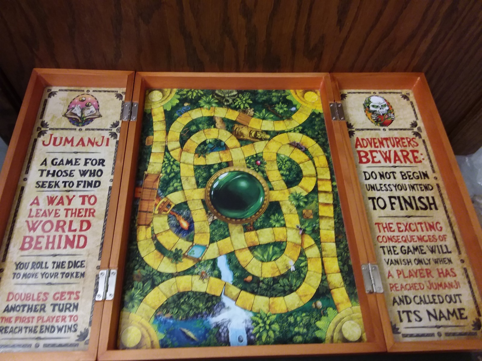Jumanji the Game Real Wooden Box Edition of the Classic Adventure Board Game