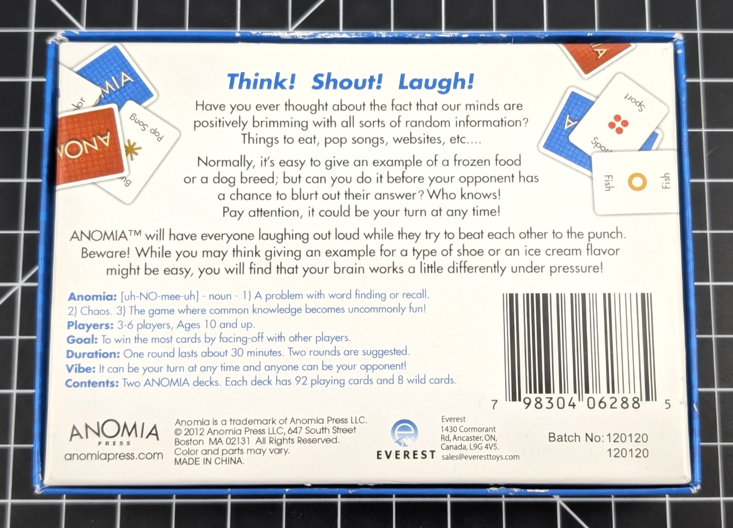 Anomia Card Game – 2012 – Award Winning – Ages 10+ NEW OPEN BOX