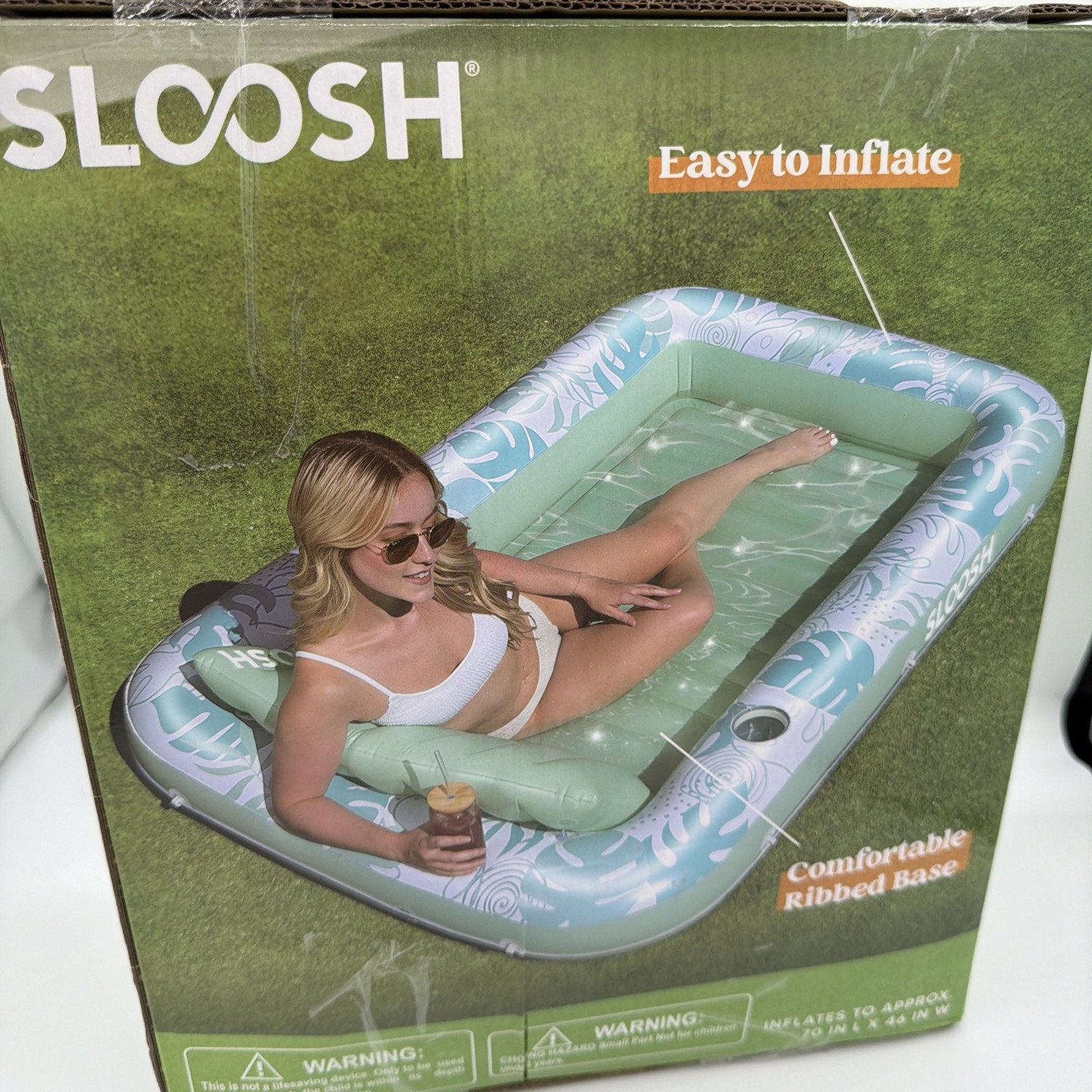 Sloosh 70″ x 46″ Inflatable Tanning Pool Lounger Float