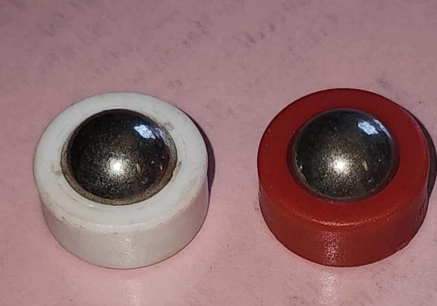 Vintage Ideal Rebound Game 1 Red & 1 White Replacement Roller Pucks Pieces