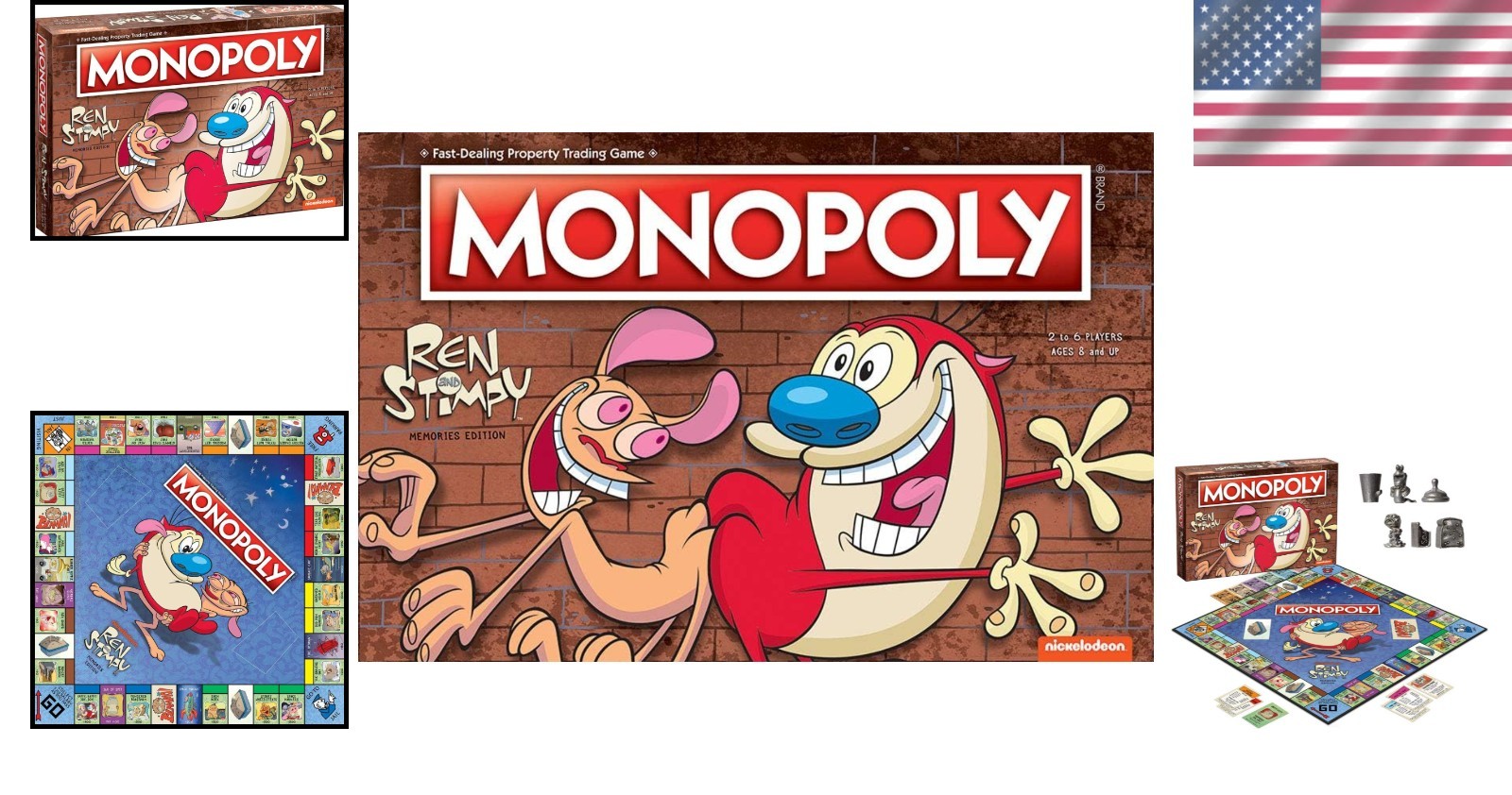 Classic Monopoly: Ren & Stimpy Edition – Custom Tokens & Game Cards Included