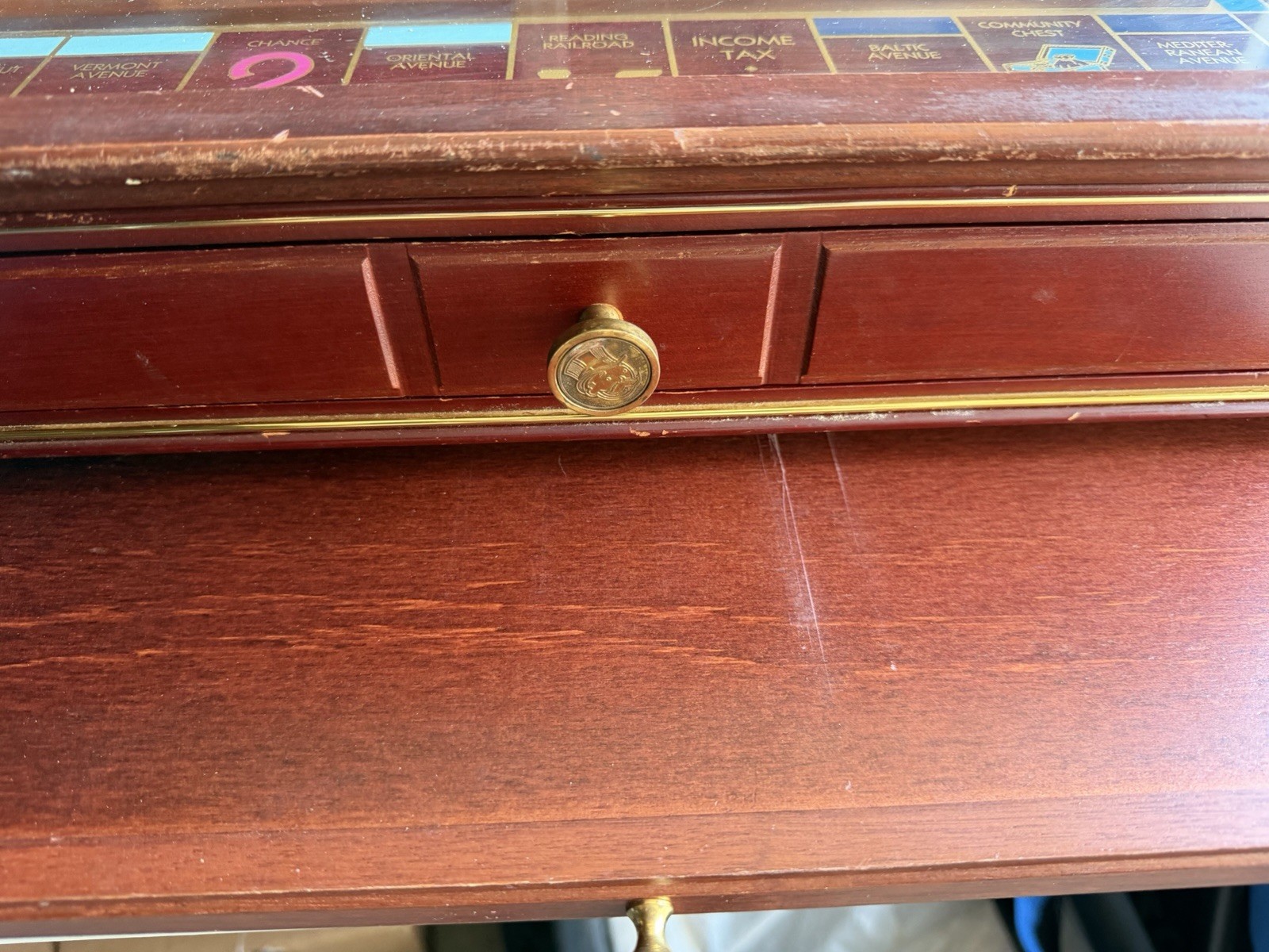 Franklin Mint MONOPOLY Gold Collector’s Edition Wood Board Game 1991 With Table