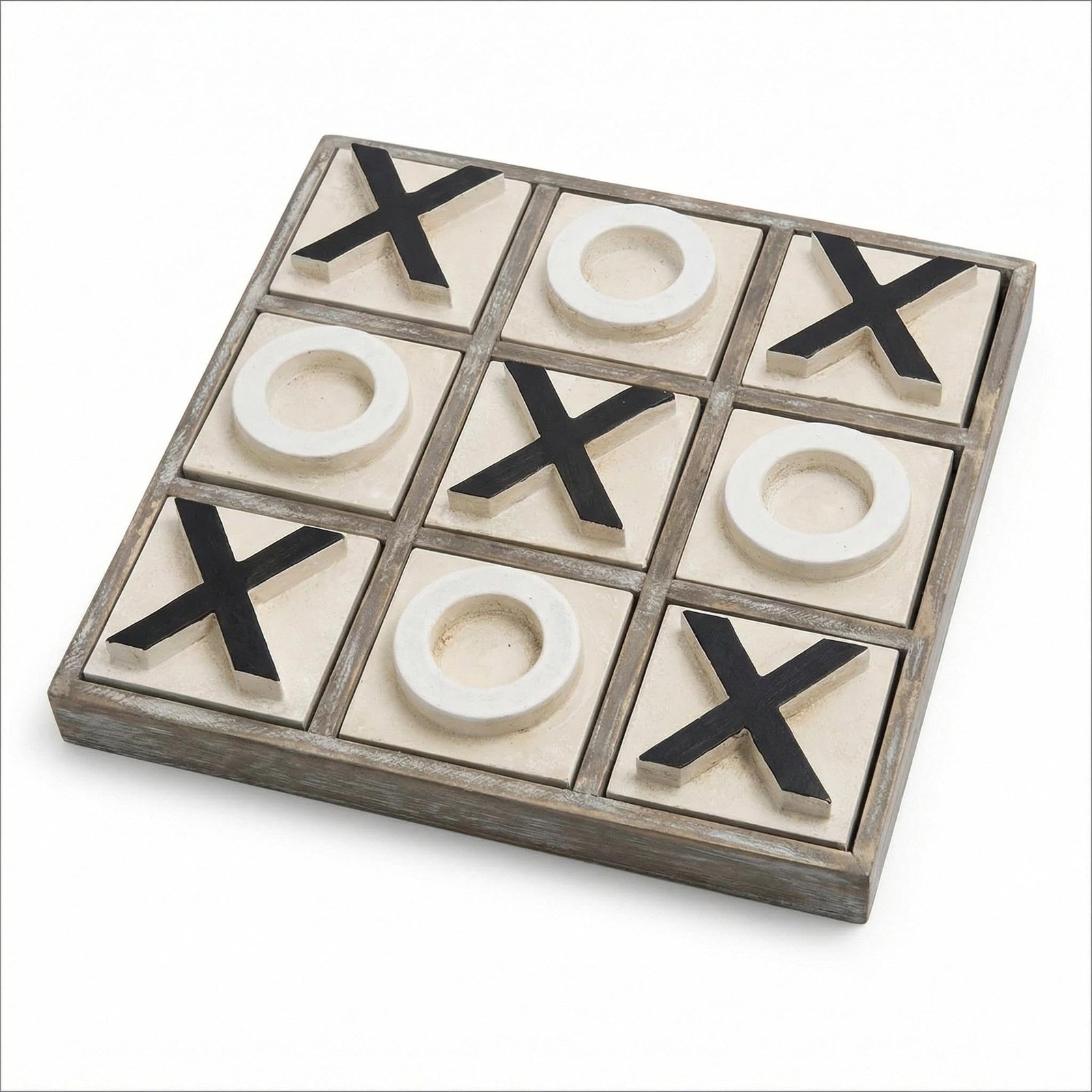 Jevergn 12.6 Large Wooden Tic Tac Toe Game Rustic Coffee Table Game Wood