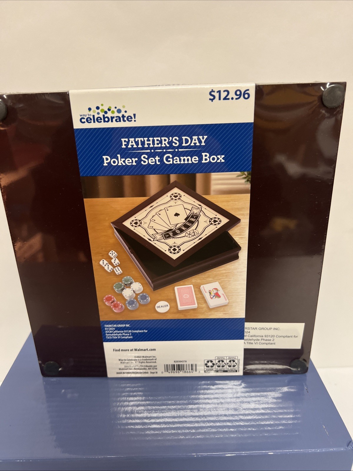 Fathers Day Poker Set Game Box New Cards, Chips, Dice Dealer Button ￼