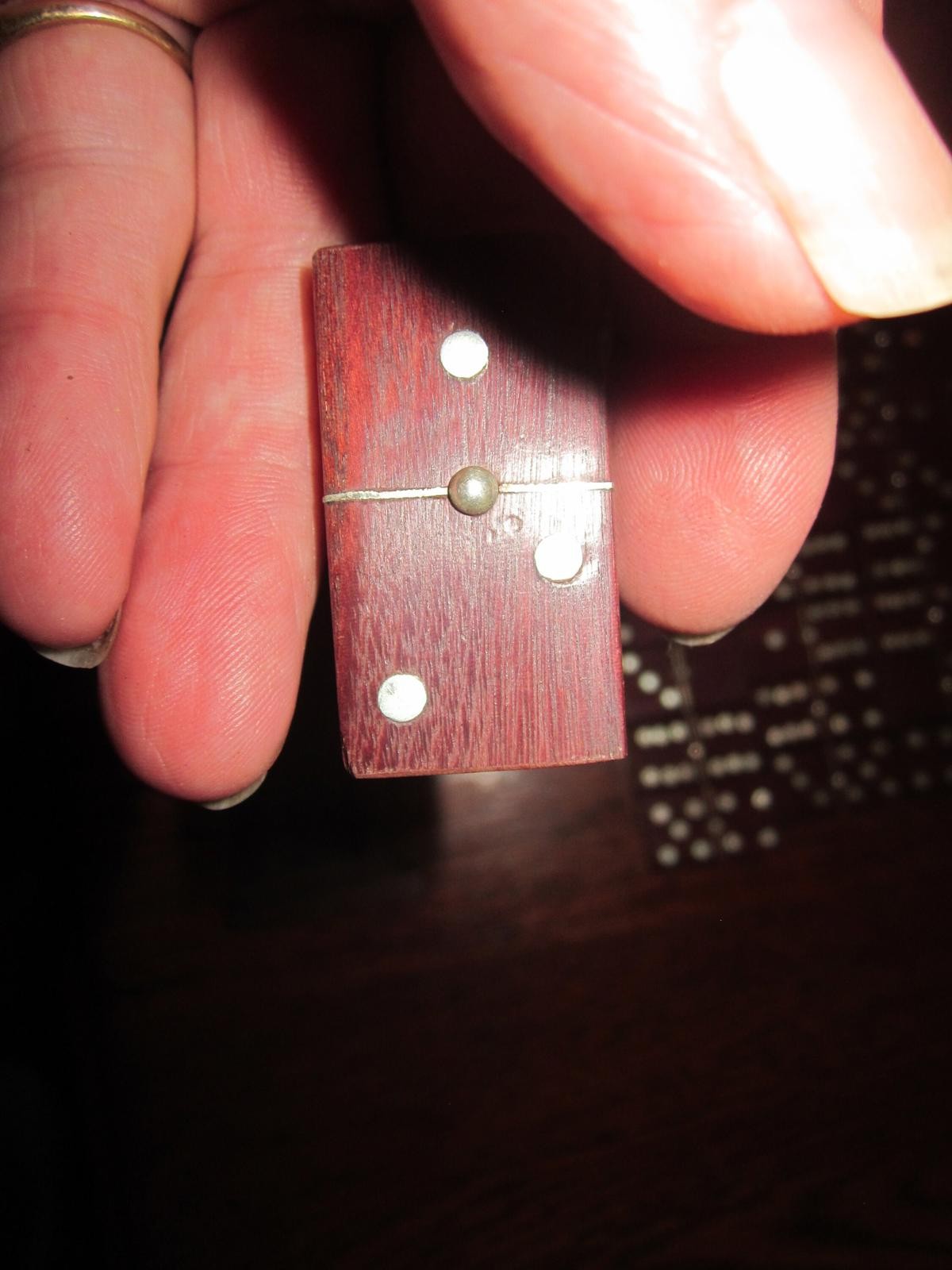 1 Set of Dominos [28] c.1920 Sterling Inlaid Rosewood