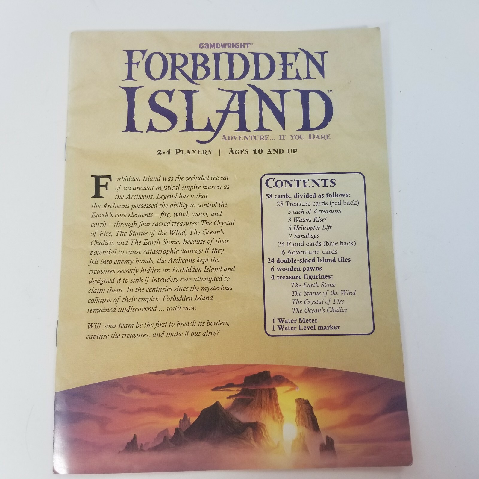 Forbidden Island Instruction Manual Board Game Part Only Gamewright