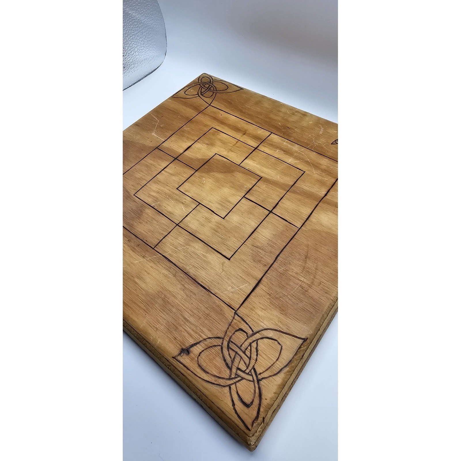 Nine Men’s Morris Strategy Game Ancient Rome Board Handcarved Wood Vintage 10×10