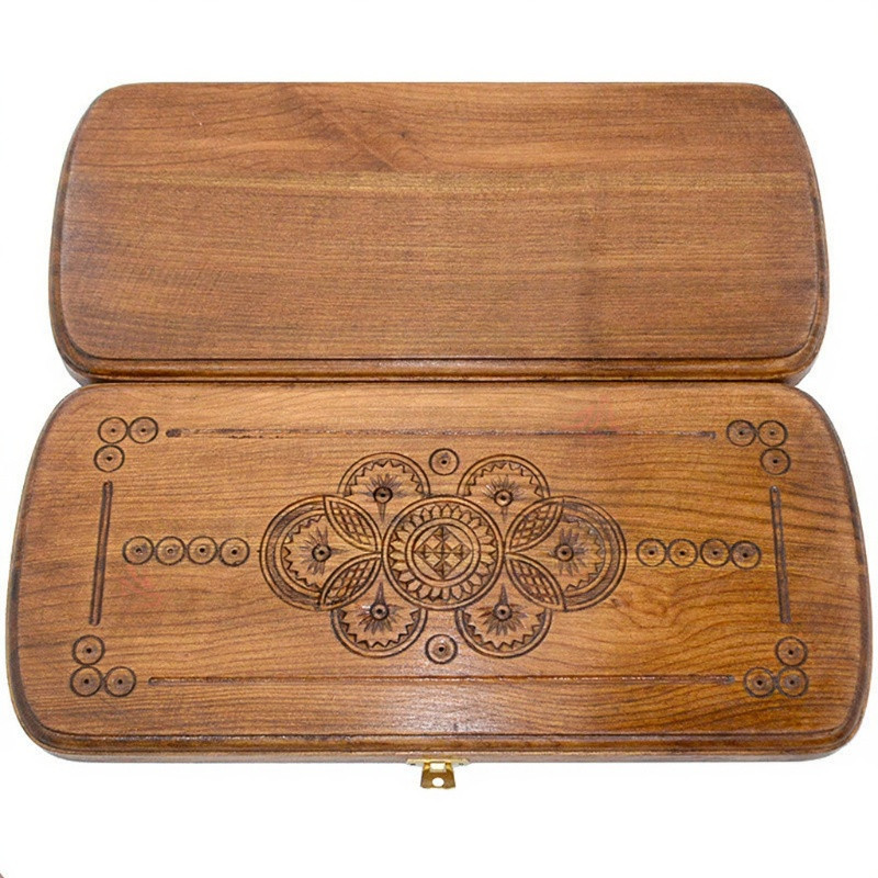 Handmade Wooden Backgammon Set “Champion” – Large Carved Board 16.5×15 in