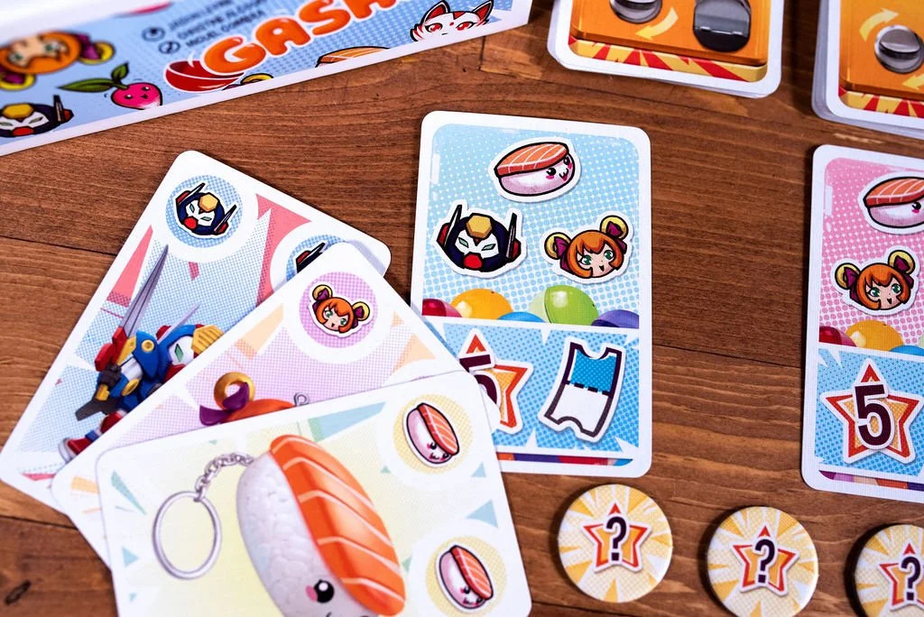 Gasha Family Card Game for 2 to 6 Players Collect Gashapons to Create Sets